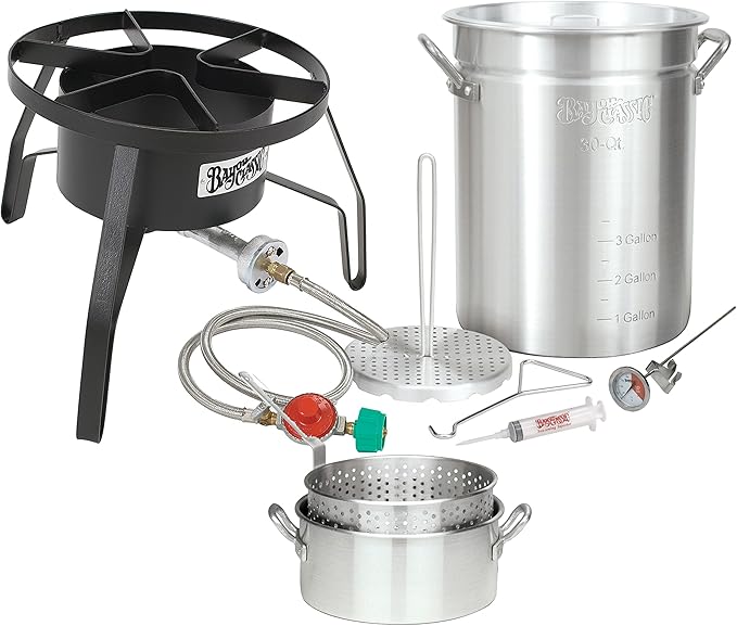 Bayou Classic 3016 30-Quart Outdoor Turkey Fryer with Basket and Fry Pot
