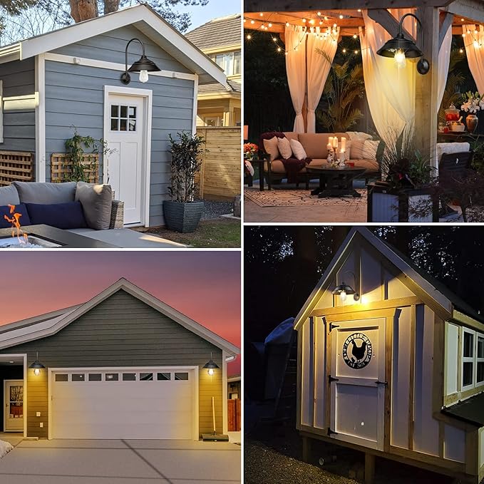 Aqonsie Solar Barn Light Outdoor With 3 Lighting Modes & Motion Sensor Wall Sconces, Rustic Chicken Coop Lights, Waterproof Wall Mount Light for Barn/Shed/Farmhouse/Porch
