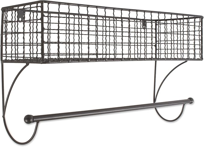 DII Rustic Farmhouse Bathroom Décor, Metal Storage, Large Towel Bar, Gray