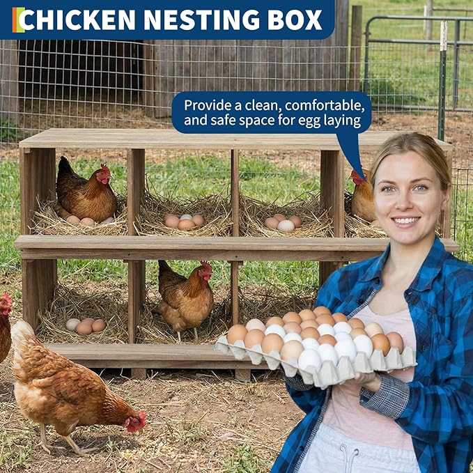 50.2in 8-Compartment Wooden Nesting Boxes for Chickens with Perches - Wall or Floor Mount, Chicken Nesting Box Can Prevents Egg Breakage, Secure Roosting for Chickens, Ducks, Hens and Small Poultry
