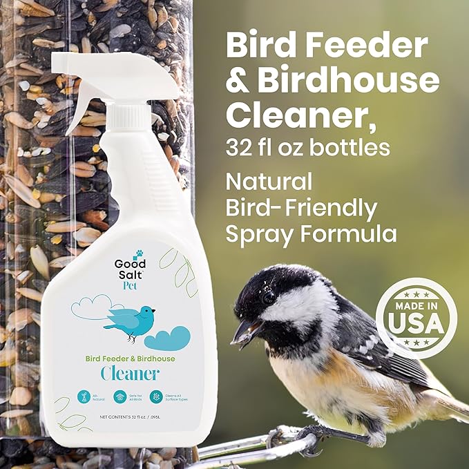 Good Salt Pet Bird Feeder & Birdhouse Cleaner, Natural Bird-Friendly Spray Formula, Made in the USA, 32 Ounce Bottle, 2-Pack