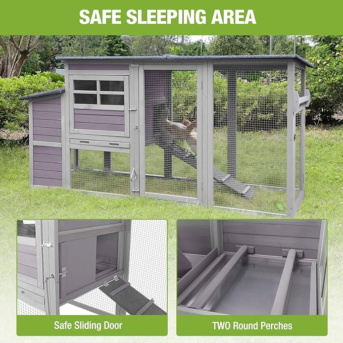 Gutinneen Chicken Coop Large Chicken House with Run Wooden Poultry Cage with Nesting Box,Large Opening Roof