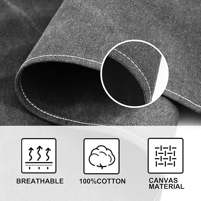 Chef Apron for Men Women Canvas Aprons with 3 Pockets Cross Back Resistant Work Apron for Cooking