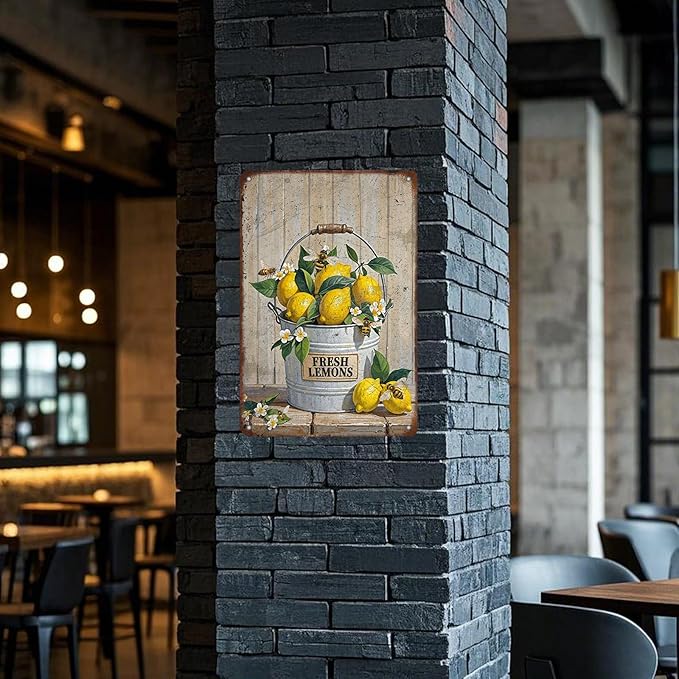 Funny Welcome Lemon Tin Sign 12x8 Inch Yellow Lemon Home Sweet Home Lemon Outdoor Street Metal Tin Tin Sign Home Kitchen Garden Restaurant Man Cave Wall Decor