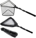 PLUSINNO Fishing Net Fish Floating Landing Net, Kayak Nets with Fixed Foldable Telescopic Pole Handle, Bass Trout Fishing Nets with Nylon Mesh for Pond Lake River, Fishing Gear Gifts for Men Anglers