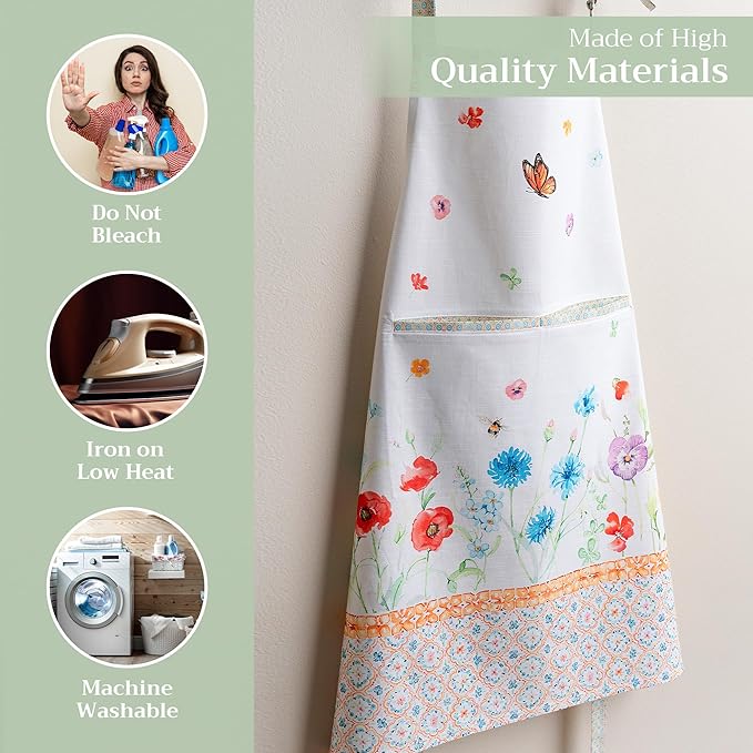 Maison d' Hermine 100% Cotton Apron for women with Pocket Kitchen Chef Apron for Men Cooking Easter Decorations