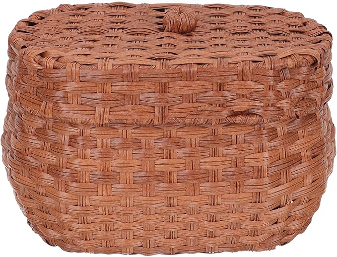 TOYANDONA Vintage Handwoven Egg Basket Decorative Egg Container with Lid Countertop Storage Bin