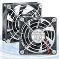 IP67 80mm x 25mm 2pin DC Cooling Fan Dual Ball Bearing for Electronics, AV Cabinet, RV Fridge, Amplifier, Chicken coop, 2pcs