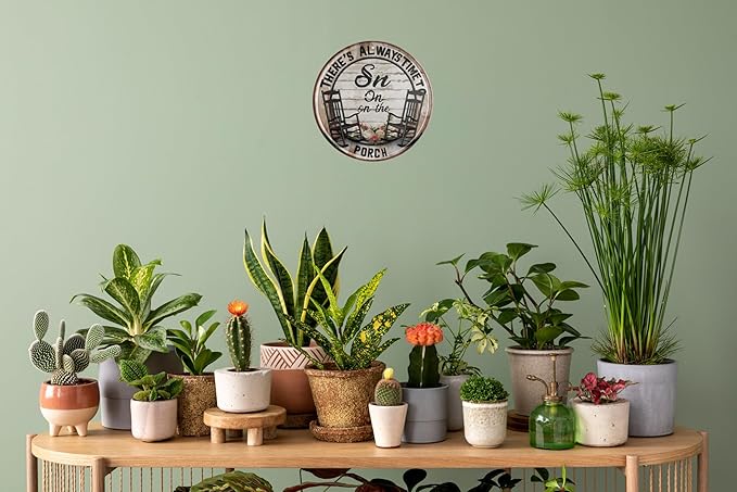 There's Always Time To Sit On On The Porch Vintage Wall Decoration Sign Funny Iron Metal Art 8x8 in for Outdoor Street Yard Porch Garage Home Cafe Bar Club Farm Garden Ar Room Decor