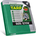 TICONN Heavy Duty Tarp Cover, Extra Thick Tarps Waterproof Tear and Rip Proof UV Resistant Tarpaulin with Reinforced Grommets and Edges (16 Mil, 12'x16')