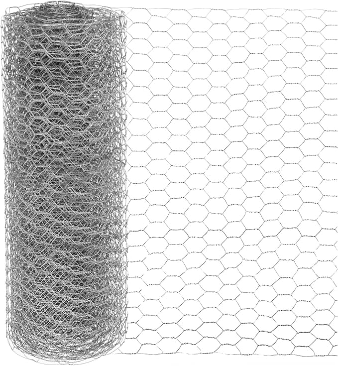 Chicken Wire for Floral Arrangements, 14 x 315 in Galvanized Iron Hexagonal PVC Coated for Crafts/Poultry/Garden, Chicken Wire Netting Fence Mesh [Silver Tone]