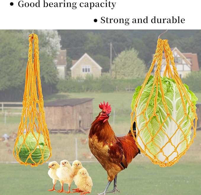 RLRICH 6 PCS Chicken Toys for Coop, Hanging Swing Mirror with Bells Chicken Vegetable Cabbage Feeder for Hens Goose Duck, Chick Beak Grinding Calcium Stone Chewing Toy Chicken Coop Accessories