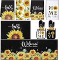 10 Pcs Sunflower Kitchen Dish Towels Rugs Oven Mitts and Pot Holders Set Farmhouse Kitchen Decor Set for Women Mom Daughter Gift Cooking Baking Grilling (Bright Black Yellow)