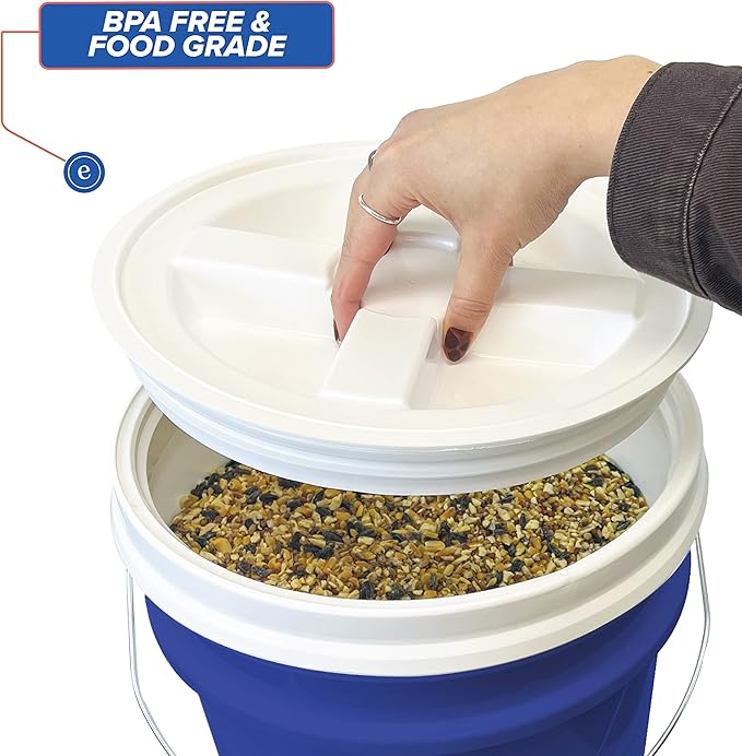 ePackageSupply 5 Gallon White Bucket with Gamma Seal Screw on Airtight Lid | Made in USA | Food Grade | Heavy-Duty | Durable 90 Mil All Purpose Pail | Easy Stack and Store | BPA Free (6 Count), Blue