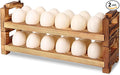 CVHOMEDECO. Wooden Egg Holder Fresh Egg Holders Countertop Firewood Egg Collecting Rack for Gathering Fresh eggs, Stackable with 24 eggs, Home Kitchen Organizer, Set of 2 PCS