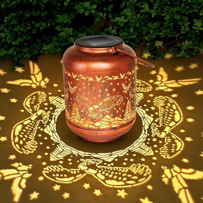 Eagle Solar Lanterns Outdoor Waterproof Eagle Birthday Gifts for Women Mom Grandma Hanging Metal Solar Lights Garden Ornament Outside for Yard, Patio Decor