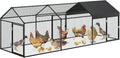 Large Metal Chicken Coop with Waterproof Cover – 120"/160" l x 40" w Chicken Runs for Yard with Cover, Compartments & Doors, Outdoor Chicken Run for Rabbit, Duck, Goose, Backyard Yard (Silver/Black)