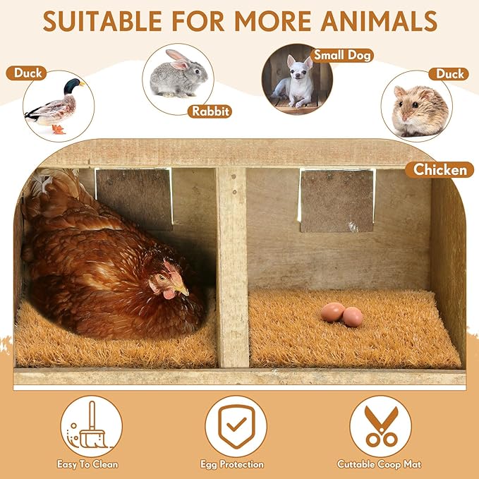 Chicken Nesting Box Pads, 13 x 13 x 1.18 Inch Washable Nesting Pad for Chicken Coop, Artificial Grass Rug Carpet Reusable Nest Box Bedding Fake Synthetic Turf Mat for Hen Laying Eggs (3 Pack)