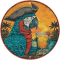 Vintage Parrot Round Metal Sign Retro Beach Tin Sign Nostalgic Rustic Wall Decor Kitchen Bar Man cave Living Room Bedroom Garage Bathroom 8 * 8 In