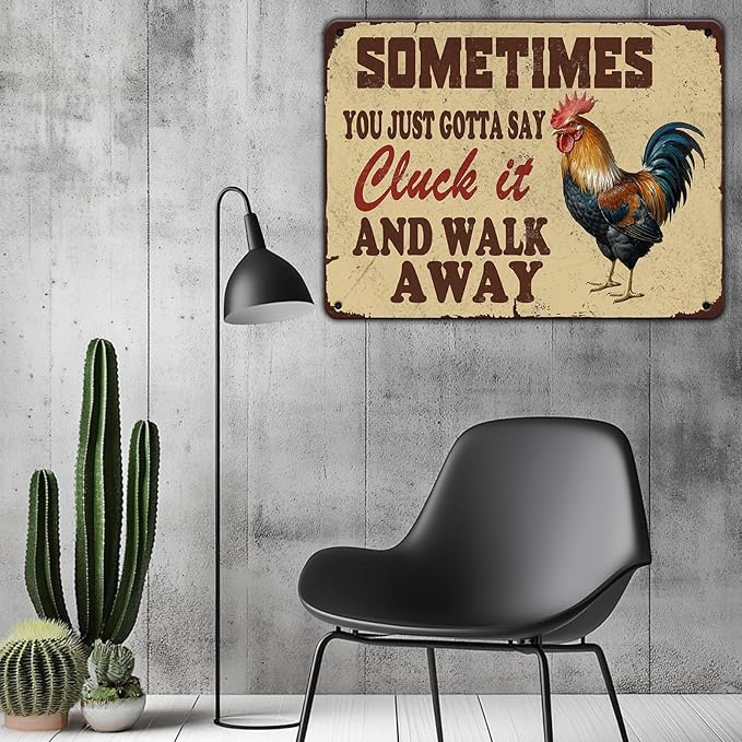 Chicken Farm Metal Tin Sign Chicken Cluck It Iron Sign Home Kitchen Wall Decor 12x8 Inch Funny Plaque
