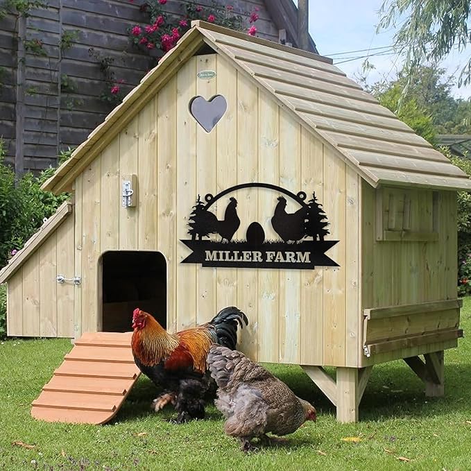 Personalized Chicken Coop Signs, Metal Funny Farm Decor, Chicken Coop Accessories, Metal Outdoor Wall Art, Custom Hen House Sign, Rustic Farmhouse Wall Decor for Farm Yard Garden Color04