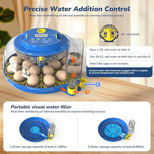 Incubator for Hatching Eggs with Automatic Egg Turning & Temperature/Humidity Control, 18 Egg Incubator for Chicken/Quail/Duck/Goose Eggs