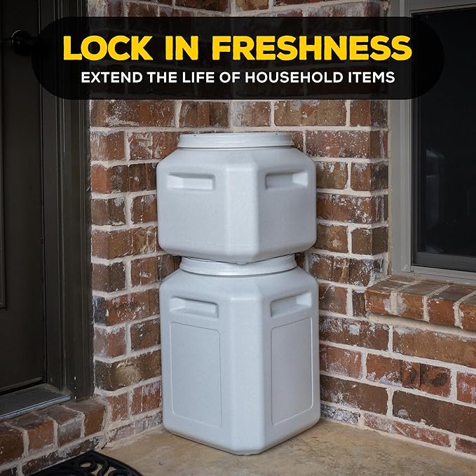 Gamma2 Gamma Seal Airtight Storage Bin - Wood, Pellet, Charcoal, and Food Container - Indoor or Outdoor Utility Bucket - BPA-Free Plastic - Made in The USA - Fits up to 50 Pounds - 14" L x 20" H