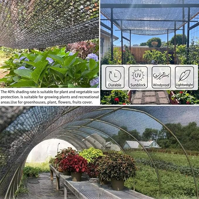 Shade Cloth for Plants Greenhouse, 40-50% Sunblock Shade Sails -for Outdoor Garden Pergola Patio Lawn Plant Pool Sun Shade Cloths for Kennel Chicken Coop Easier to Hang Shade Net Cover