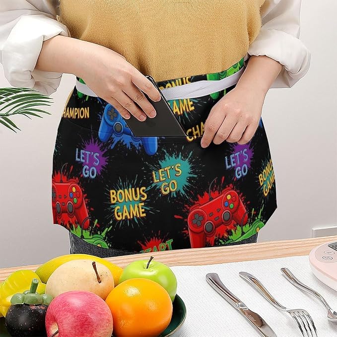 Short 3 Pockets Waist Waiter Waitress Half Apron Waterproof Chef Aprons