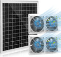Solar Exhaust Fans Kit with 4 Fans 20w Waterproof Solar Panel + High Speed Dual Exhaust Fan Solar Panel Powered Fan with On/Off Switch for Chicken Coop, Shed Cooling Ventilation Project