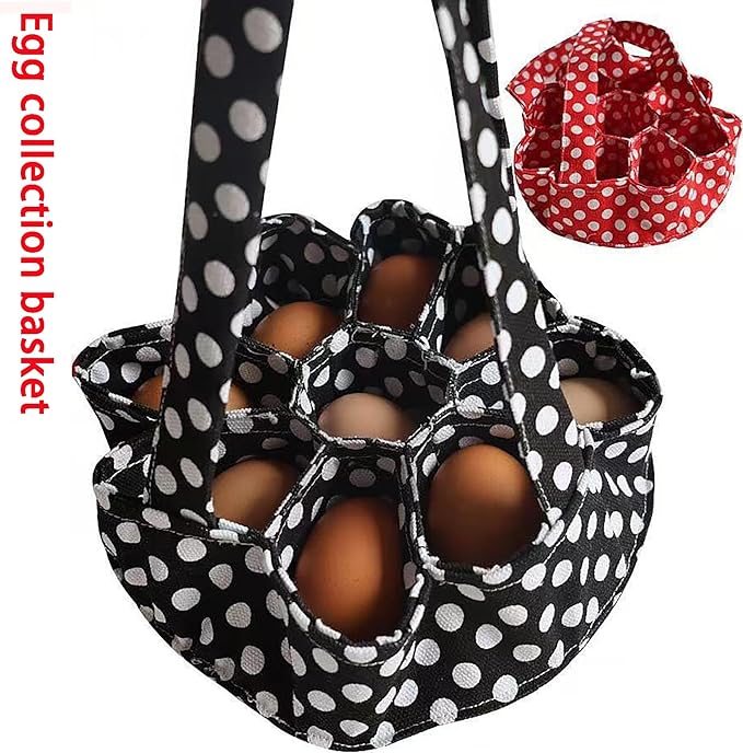 Egg Collecting & Gathering Basket/Bag, Fresh, Durable Canvas Apron Egg Holder, Egg Apron for Collecting Eggs, for Chicken Henhouse Farmhouse Garden Chicken Hen Duck Goose Eggs(Red)