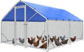 Sino Luban Metal Large Chicken Coop Run with Small Mesh Hardware Cloth for 20 Chickens/Ducks, Chicken Runs for Yard with Waterproof Cover, Chicken Enclosure Pen Outdoor, Walk-in Poultry Cage