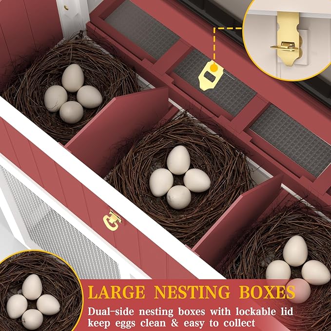 Large Chicken Coop Outdoor with Run, Expandable Hen House with 4 Nesting Boxes, Rabbit Hutch Poultry Bunny Cage for 2-4 Chickens with 4 Perches, Removable Tray and Ramp (56.3" L x 35.24" W x 52.8" H)