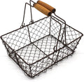 Farmhouse Egg Basket Chicken Wire Egg Holder Countertop Egg Collecting Basket with Wooden Handles, Egg Basket for Gathering Fresh Eggs, Rusty