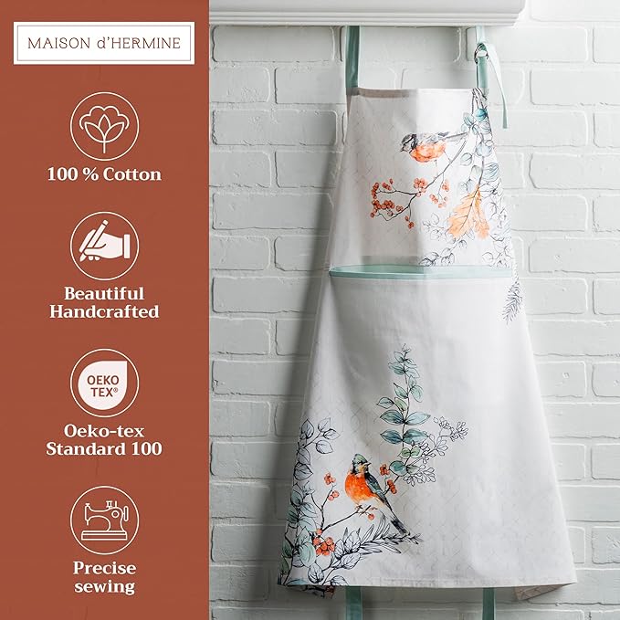 Maison d' Hermine 100% Cotton Apron for women with Pocket Kitchen Chef Apron for Men Cooking Easter Decorations