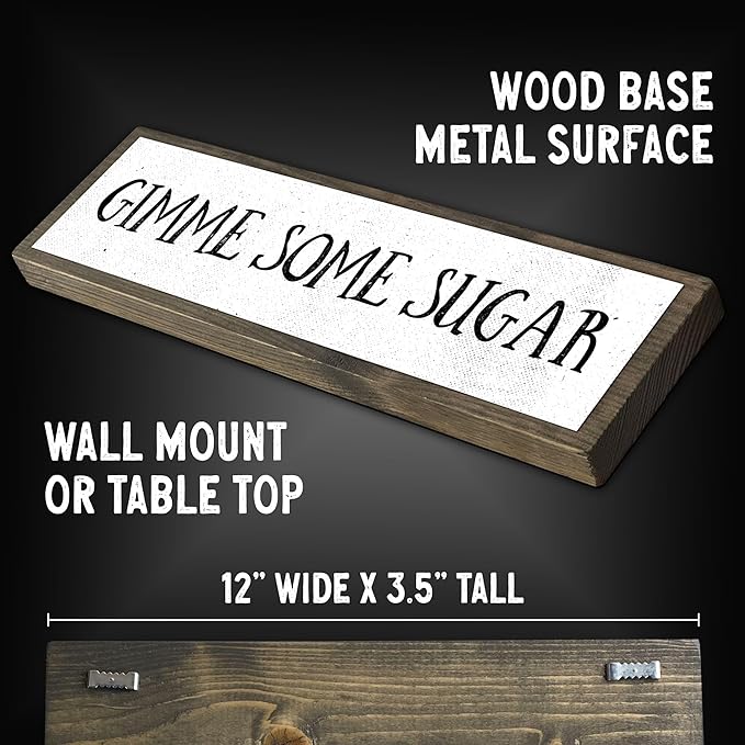 Wood & Metal Southern Sign – Weatherproof Indoor Outdoor Wall Decor – Rustic Charm with "Gimme Some Sugar" – Gift-Wrapped & Ready to Give