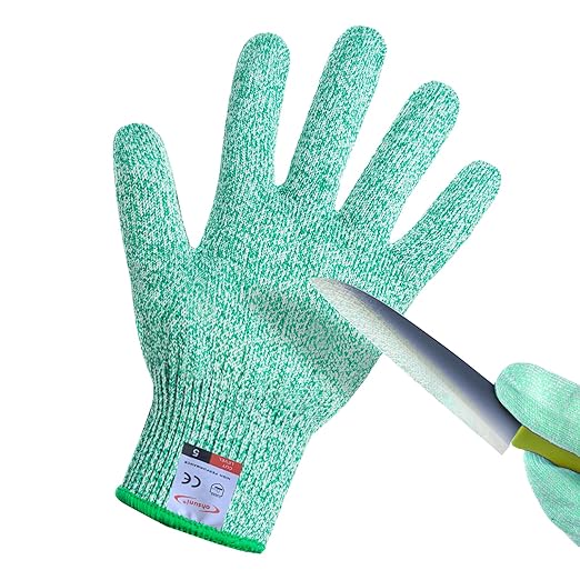 Cut Resistant Gloves, 1 Pair, Medium, Green, EN388 Level 5 Cut Protection, Food Grade, Kitchen, Oyster Shucking, Fish Fillet Processing, Carving Wood, Gardening