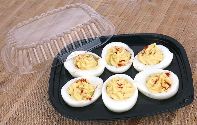 MT Products Clear Deviled Egg Containers Holds 6 Eggs 6.5" x 5.63" x 1.19" - Durable Egg Platter Tray (Pack of 12) - Made in the USA