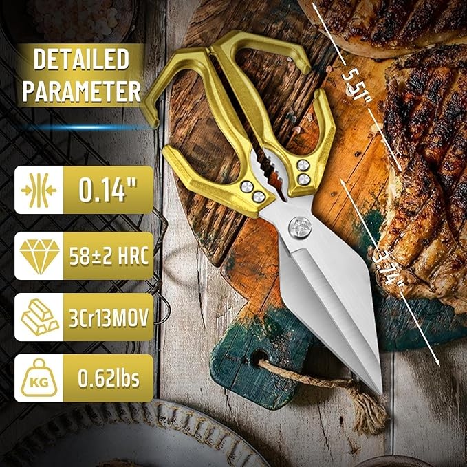 Dream Reach Heavy Duty Poultry Shears Kitchen Scissors for Food with Ergonomic Handle, Japanese High-Carbon Steel Cooking Scissors for Kitchen, Chicken, Meat, Seafood, Bone Cutting Christmas Gifts