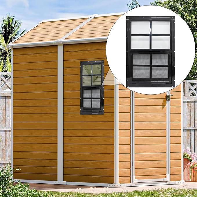 NeatiEase 2 Pack Shed Windows with Black Frame, 18x 23 Flush Mount Small Window with Tempered Glass and Fiberglass Screen for Shed, Chicken Coop, Playhouse, Household, Garage