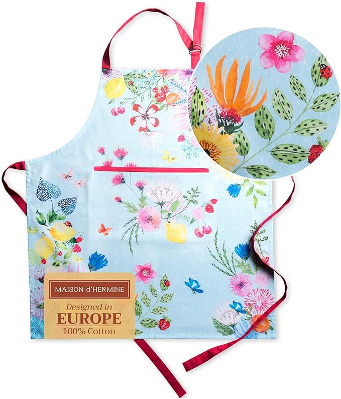 Maison d' Hermine 100% Cotton Apron for women with Pocket Kitchen Chef Apron for Men Cooking Easter Decorations