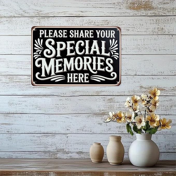 Share Special Memories Tin Sign Vintage Share Your Special Memories Metal Sign Print Aesthetic for Garden Yard Bar Porch Home Bedroom Kitchen Wall Decor Gift 8 X 12 in