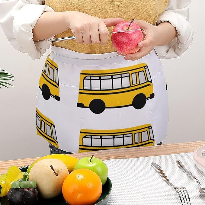 Server Waist Aprons Waitress Unisex Chef Works Half Apron with 3 Pockets