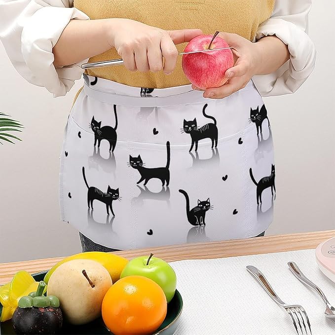 Short 3 Pockets Waist Waiter Waitress Half Apron Waterproof Chef Aprons