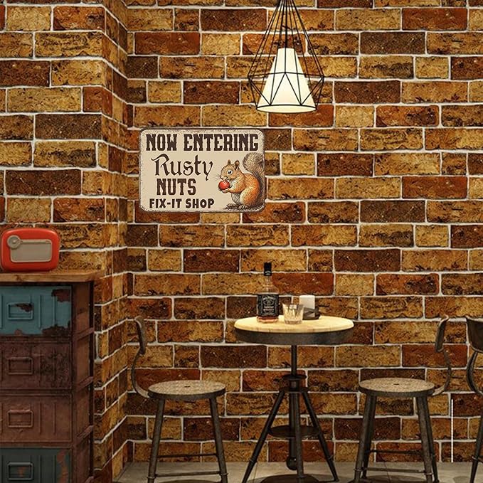 Metal Signs Sometimes Now Entering Rusty Nuts Fix It Shop Tin Sign Funny Squirrel Wall Decor for Kitchen Cafe Bar Yard Outside Garden Fence 12×8 Inch