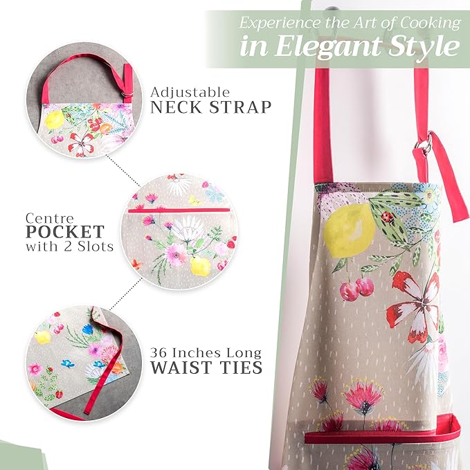Maison d' Hermine 100% Cotton Apron for women with Pocket Kitchen Chef Apron for Men Cooking Easter Decorations