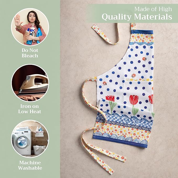 Maison d' Hermine 100% Cotton Apron for women with Pocket Kitchen Chef Apron for Men Cooking Easter Decorations