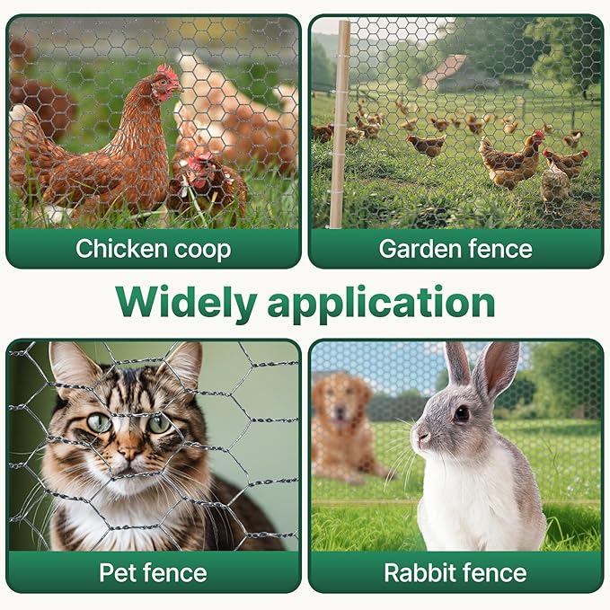 Chicken Wire Fencing Mesh, 15.7 Inch x 32.8 Ft Welded Cage Wire Rolls 0.6 Inch Hexagonal Galvanized Floral Fence Mesh for Animal Enclosure Chicken Coop Flower Beds Poultry Netting and Rabbit Fencing