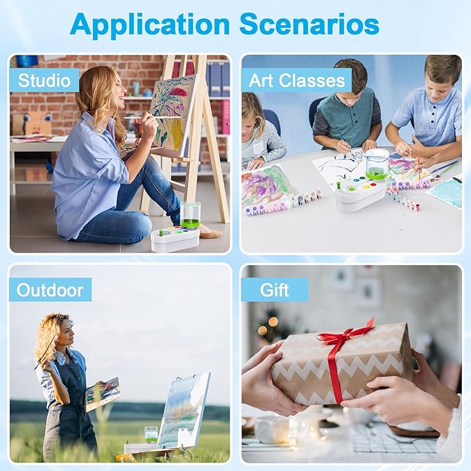 2026 Upgraded Paint Brush Cleaner for Artists, Kids Easter Painting Station with Brush Washer, Portable Paint Station & Rinsing Tool, Art Supplies Cleaning System for Children&Adults