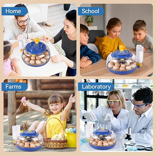 18 Egg Incubators for Hatching Eggs, Chicken Egg Incubator with Automatic Egg Turning and Temperature Humidity Control, 360° Clear View Lid or Home, Farm, Classroom, Hatching Chicken, Duck,Quail,Goose
